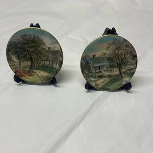 Mini Decorative Round Plates with Scenic Design